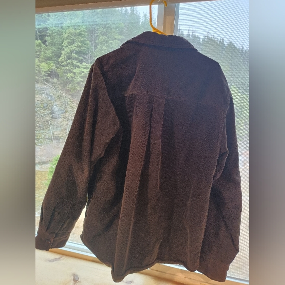 Chaps Men's Chocolate Brown Plaid Lined Corduroy Jacket - Picture 3 of 3